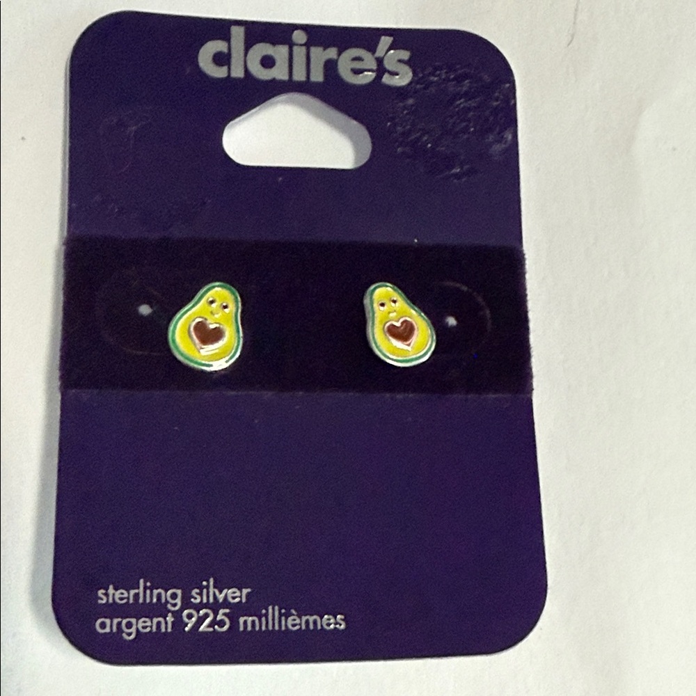 Claire's Sterling Silver Enamel Stud Yellow Avocado Earrings